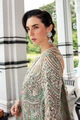 Pakistani Light Ferozi Zardozi Silk Gown (2-Piece) - Image 9