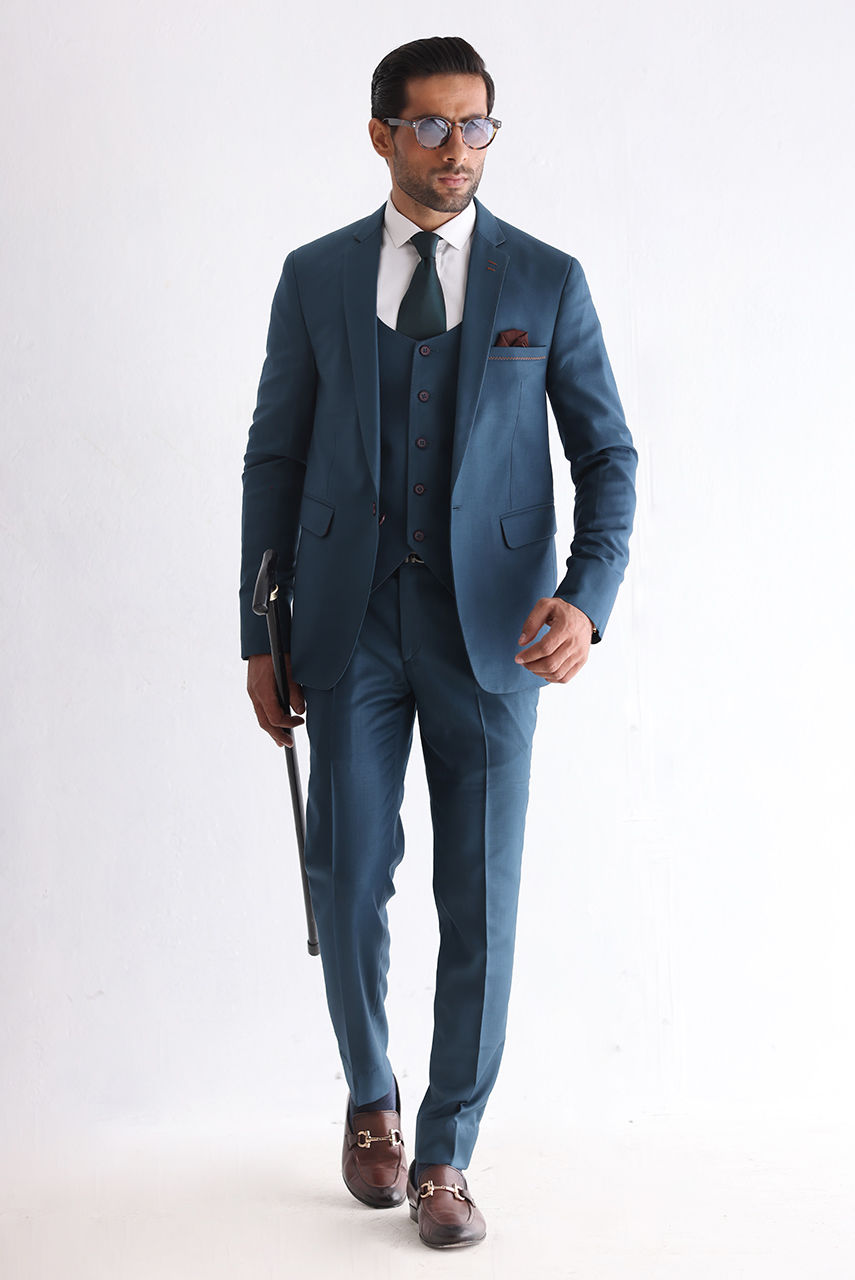 Teal Premium Suiting Fabric 3-Piece Suit (Groom) - Image 7