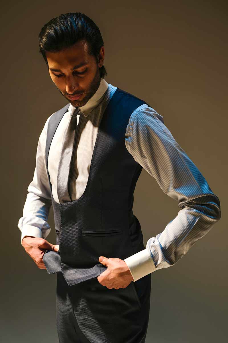 Teal-Green Textured Wool-Blend Groom Suit (3-Piece) - Image 3