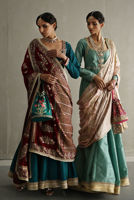 Pakistani Teal Zardozi Resham Khaadi Silk Kalidar (3-Piece) - Image 7