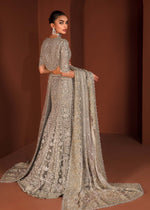 Teal Grey Embroidered Net Bridal Lehenga Choli (3-Piece) - Image 14
