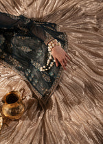 Teal Gold Embellished Net Tissue Lehenga (3-Piece) - Image 7