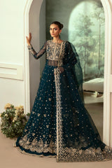 Deep Teal Embroidered Organza Lehenga (3-Piece) - Image 2