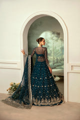 Deep Teal Embroidered Organza Lehenga (3-Piece) - Image 6