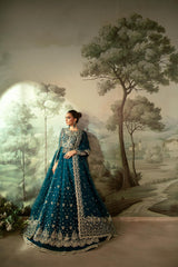 Deep Teal Embroidered Organza Lehenga (3-Piece) - Image 7