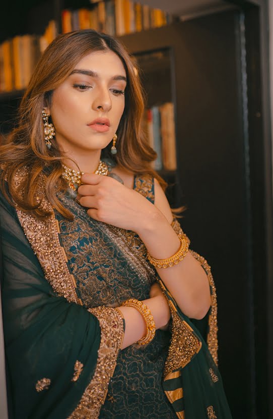 Pakistani Teal Embroidered Raw Silk Lehenga (3-Piece) - Image 1