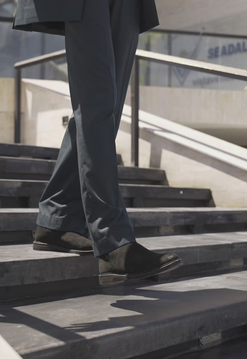 Teal Blue Crest-Detail Suiting Fabric 2-Piece Suit - Image 5