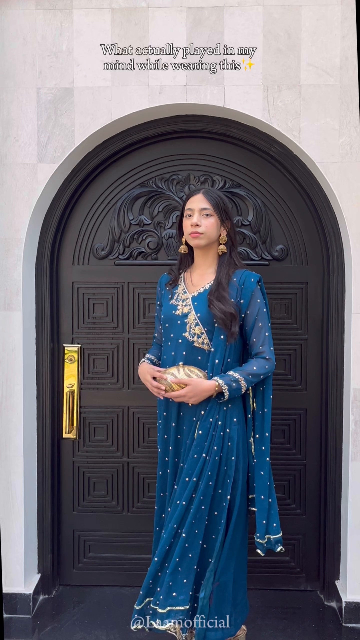 Pakistani Teal Sequin Embroidered Chiffon Pishwas (3-Piece) - Image 11