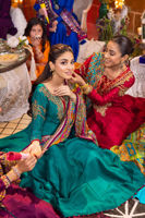 Pakistani Teal Handworked Pure Raw Silk Kalidaar Pishwas (3-Piece) - Image 10