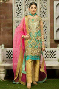 Pakistani Ferozi Embroidered Net Salwar Kameez (3-Piece) - Image 2