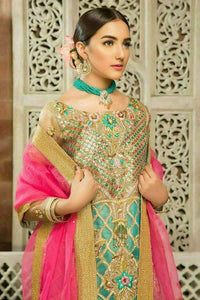 Pakistani Ferozi Embroidered Net Salwar Kameez (3-Piece) - Image 3