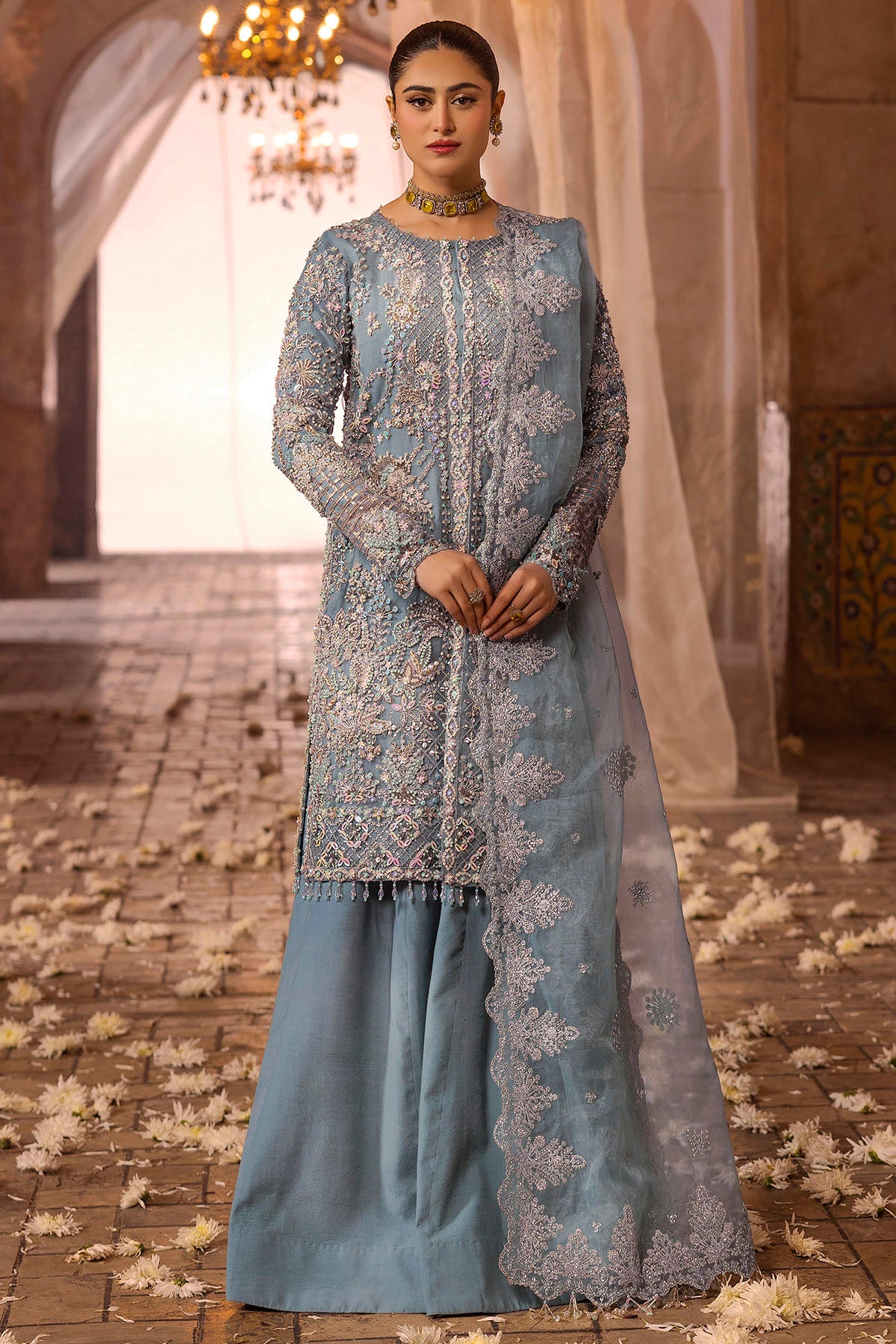 Ferozy Embroidered Organza & Silk Salwar Kameez (3-Piece) - Image 1