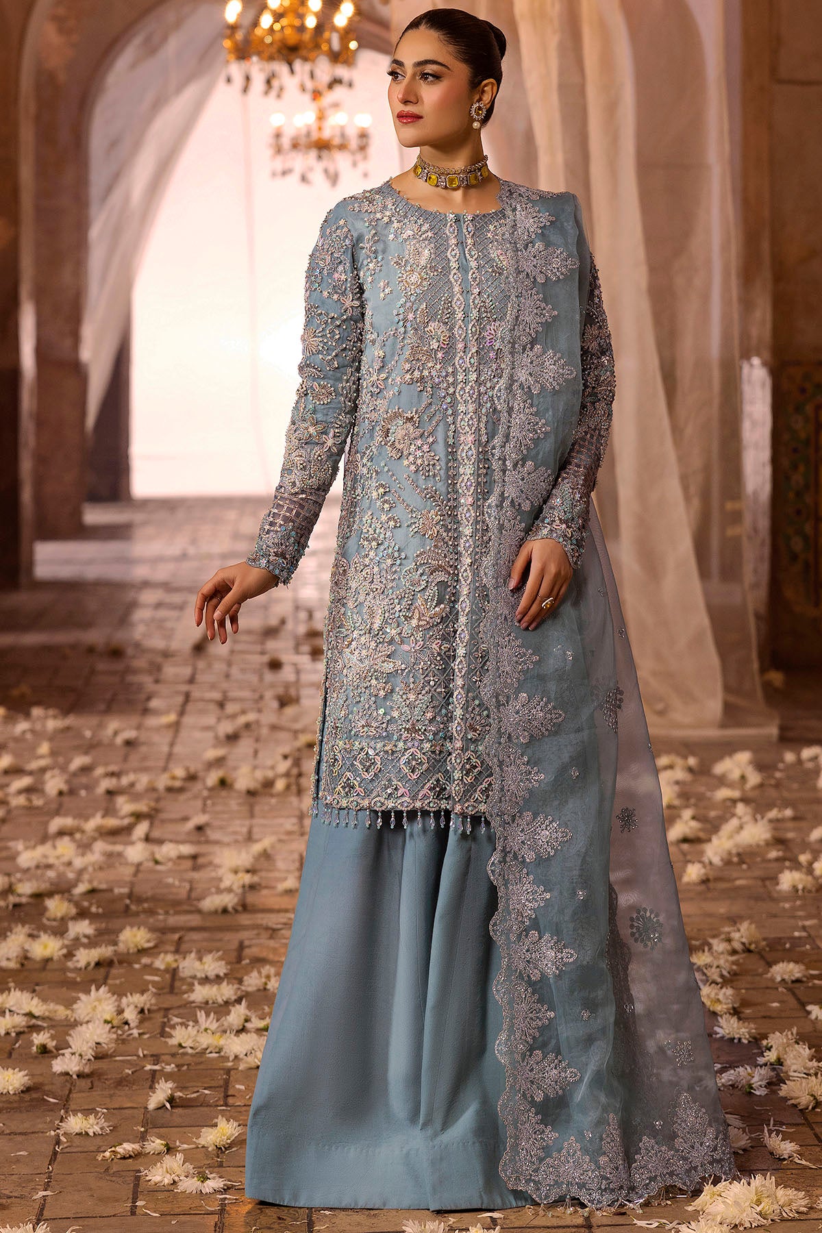Ferozy Embroidered Organza & Silk Salwar Kameez (3-Piece) - Image 2
