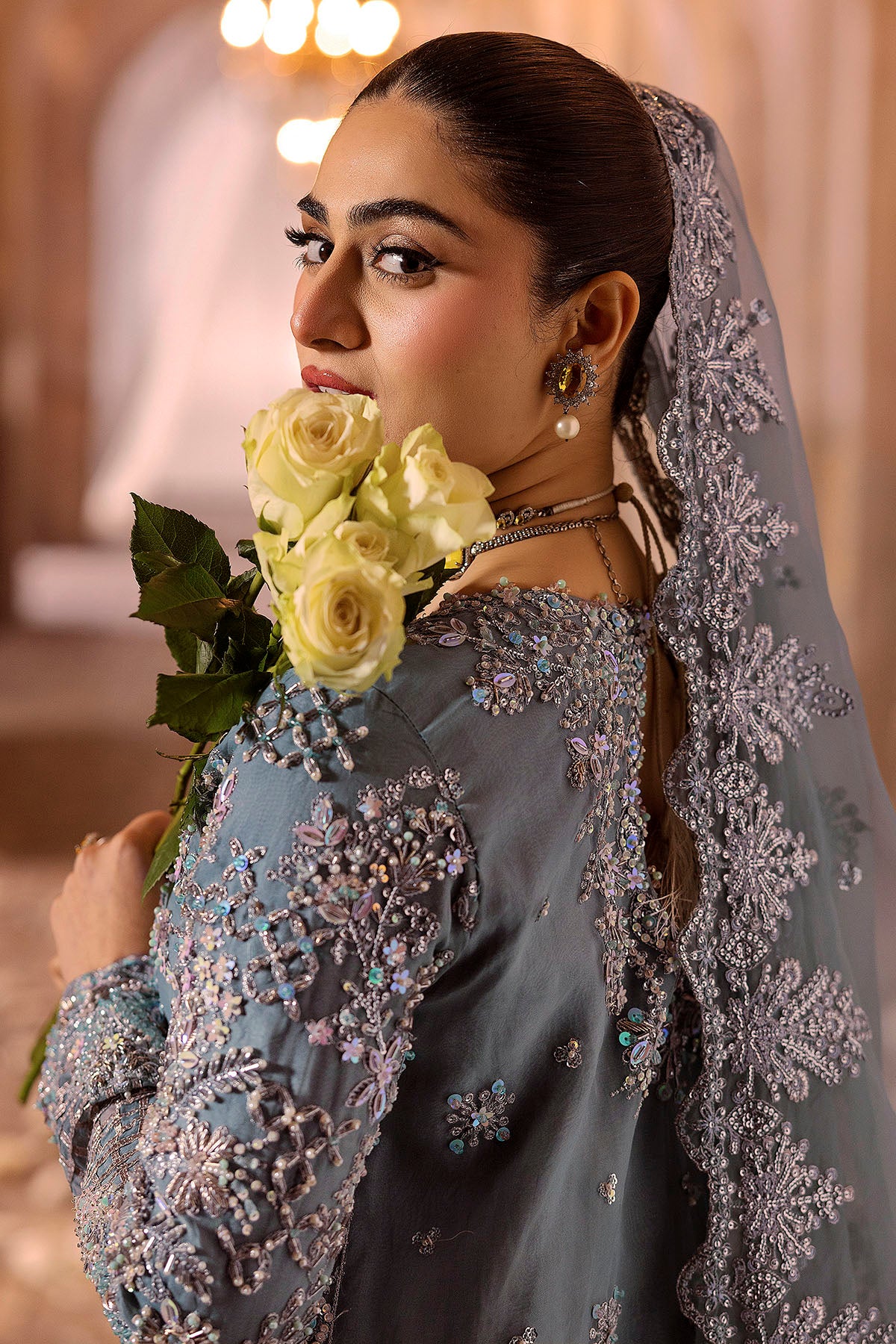 Ferozy Embroidered Organza & Silk Salwar Kameez (3-Piece) - Image 5