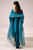 Teal Blue Embellished Raw Silk Salwar Kameez (3-Piece) - Image 7