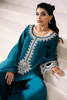 Teal Blue Embellished Raw Silk Salwar Kameez (3-Piece) - Image 9