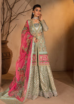 Pakistani Ferozi Embroidered Net Sharara Set (3-Piece) - Image 4