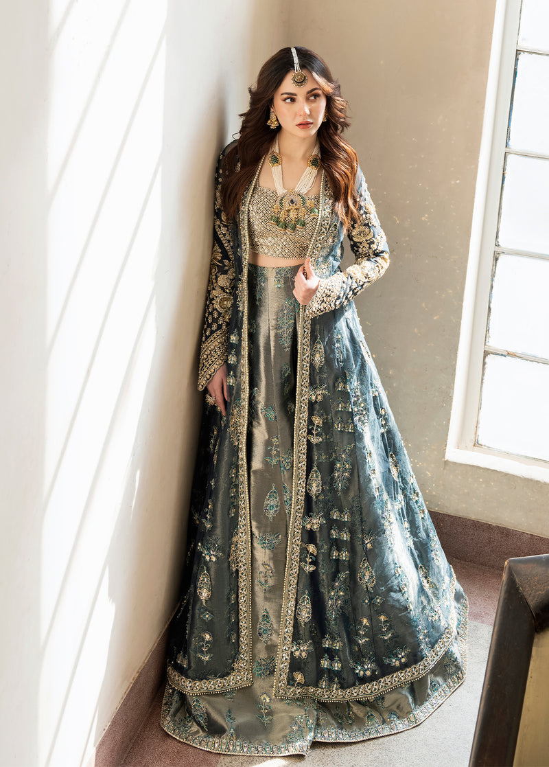 Teal Embellished Net & Tissue Sharara (2-Piece) - Image 1