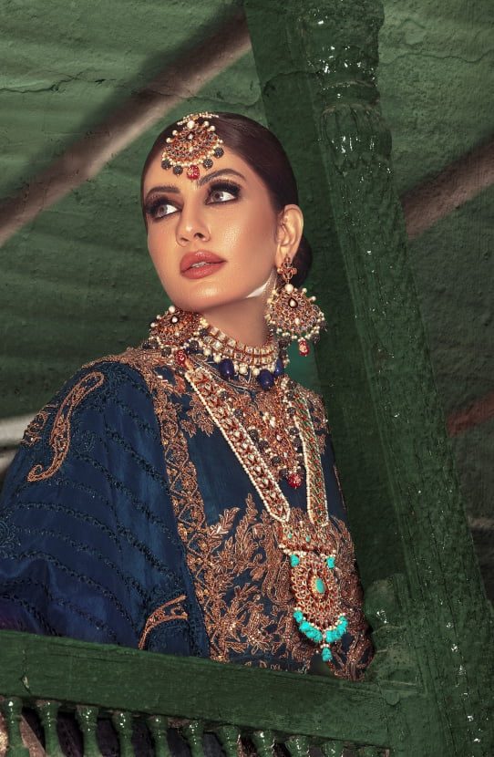 Teal Zardozi Silk Front-Open Sharara (3-Piece) - Image 3