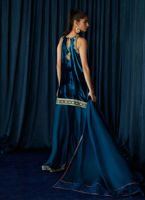 Teal Hand-Embellished Velvet Sharara (3-Piece) - Image 8