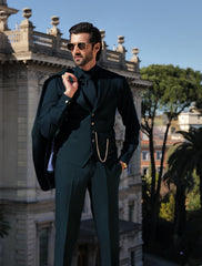 Dark Teal Wool-Blend Tailored 3-Piece Suit - Image 4