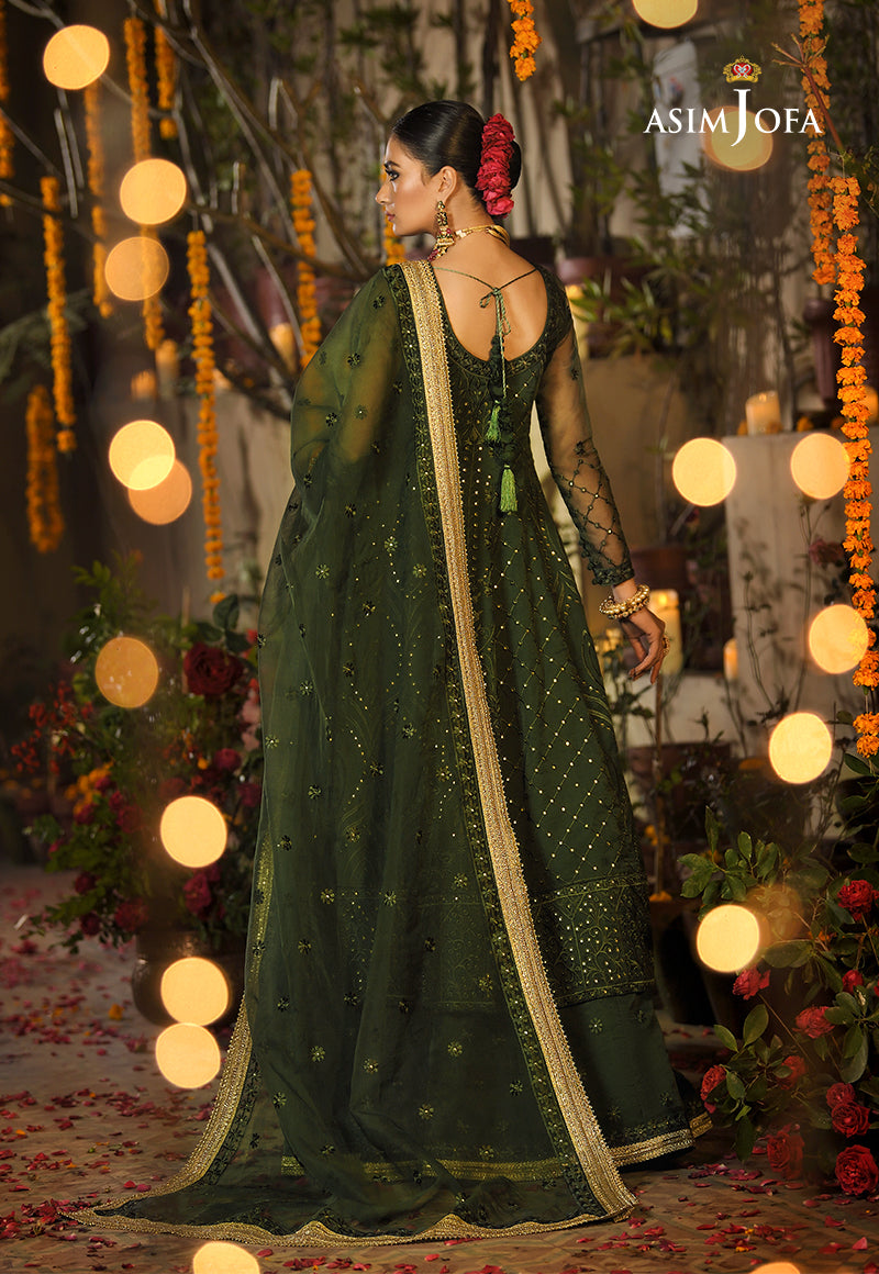 Deep Teal Embroidered Organza Kalidaar (3-Piece) - Image 12