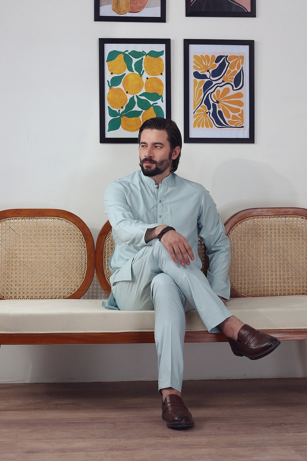 Ferozi Embroidered Premium Cotton Blend Kurta Pajama (2-Piece) - Image 4