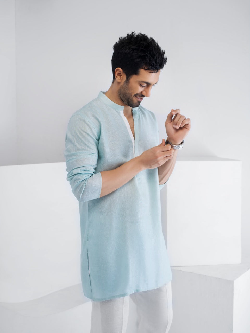 Ferozi Linen Kurta Pajama Set (2-Piece) - Image 3