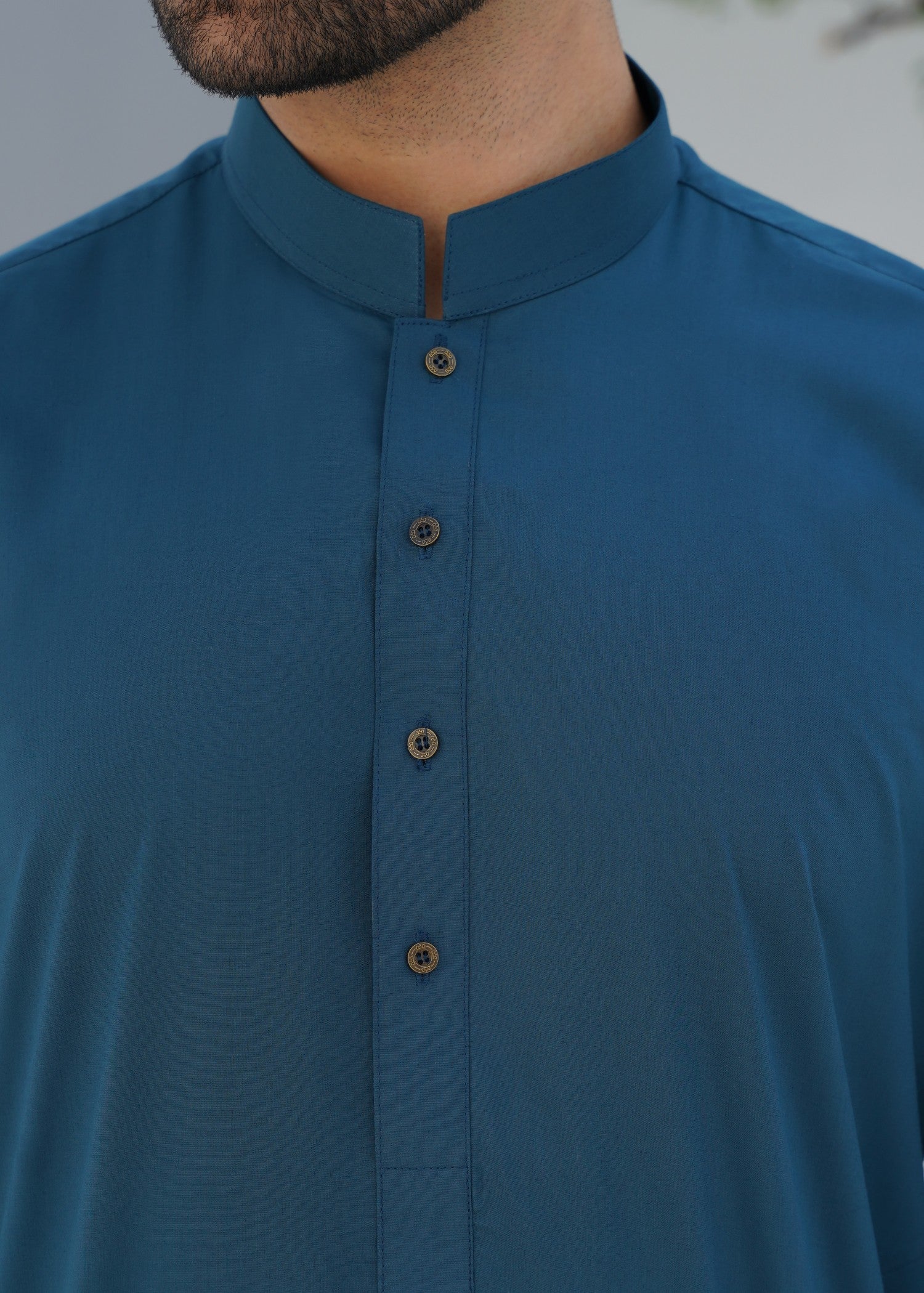 Teal Wash & Wear Kurta Pajama Set (2-Piece) - Image 3