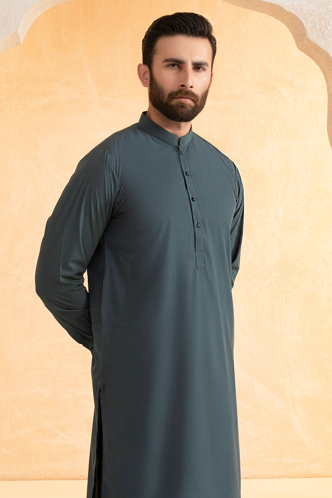 Teal Blended Fabric Shalwar Kameez (2-Piece) - Image 1