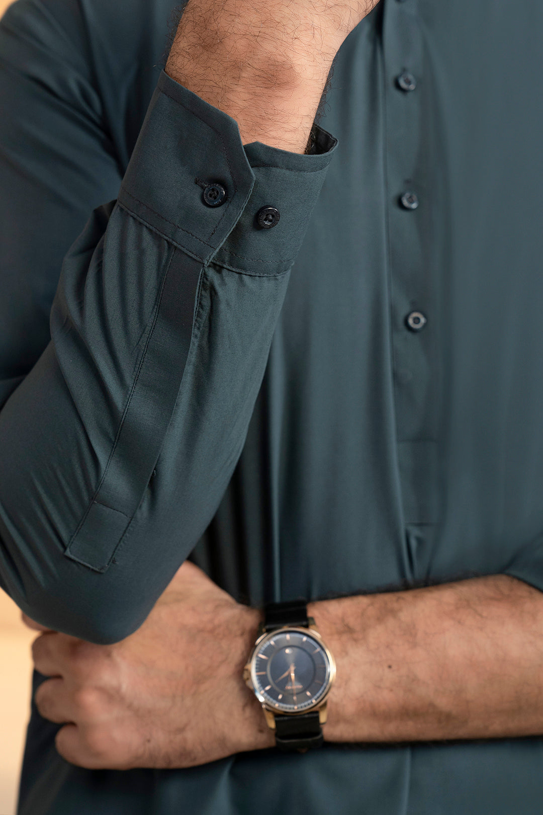 Teal Blended Fabric Shalwar Kameez (2-Piece) - Image 5