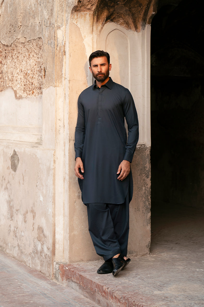 Teal Blue Egyptian Cotton Shalwar Kameez (2-Piece) - Image 1