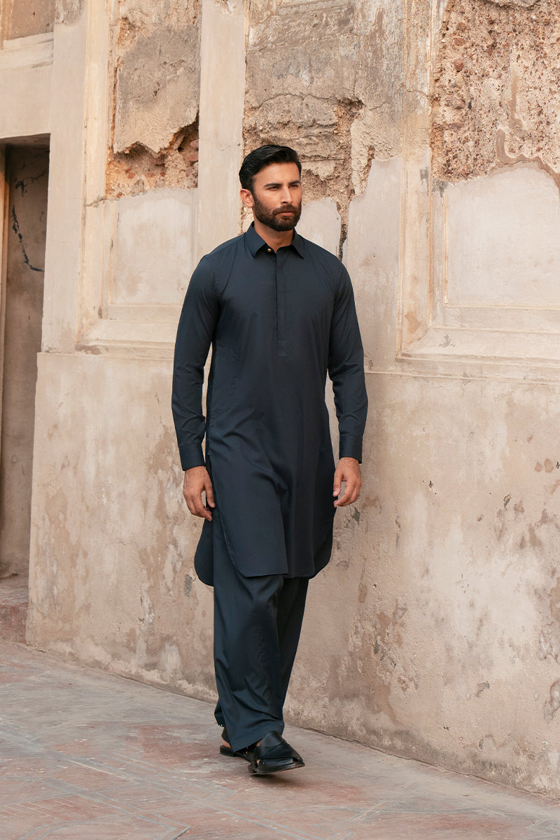 Teal Blue Egyptian Cotton Shalwar Kameez (2-Piece) - Image 10