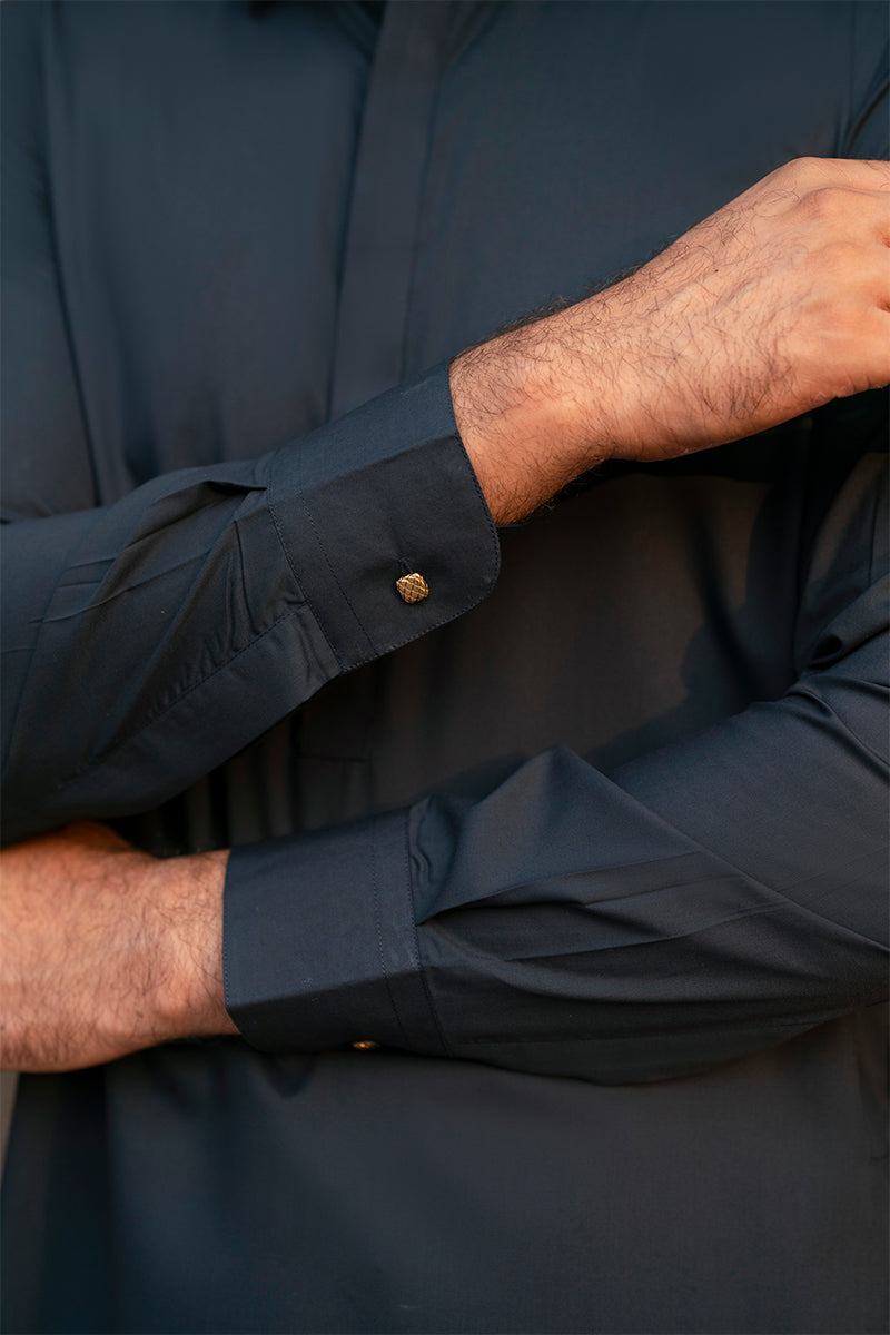 Teal Blue Egyptian Cotton Shalwar Kameez (2-Piece) - Image 4