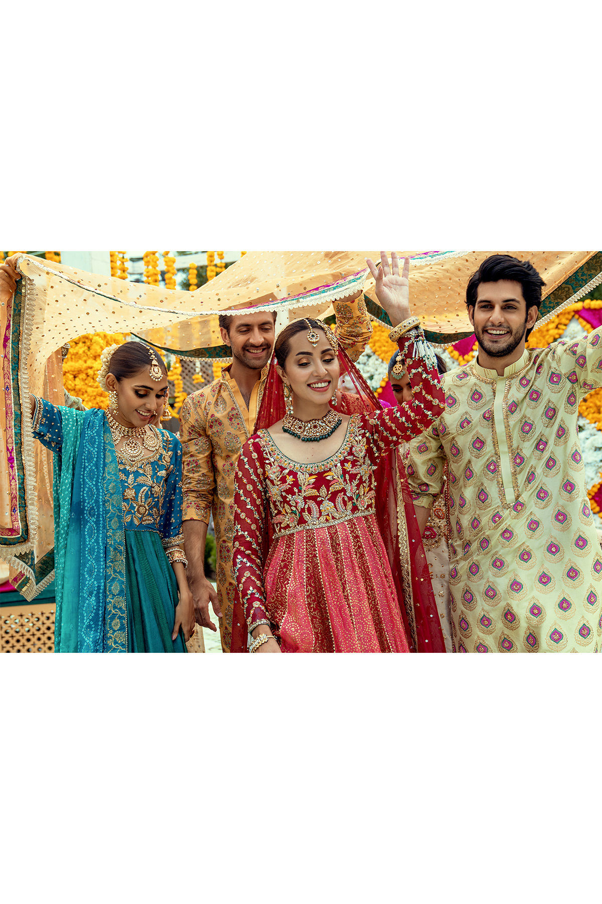 Teal Blue Zardozi Net-Organza Pishwas (2-Piece) - Image 7