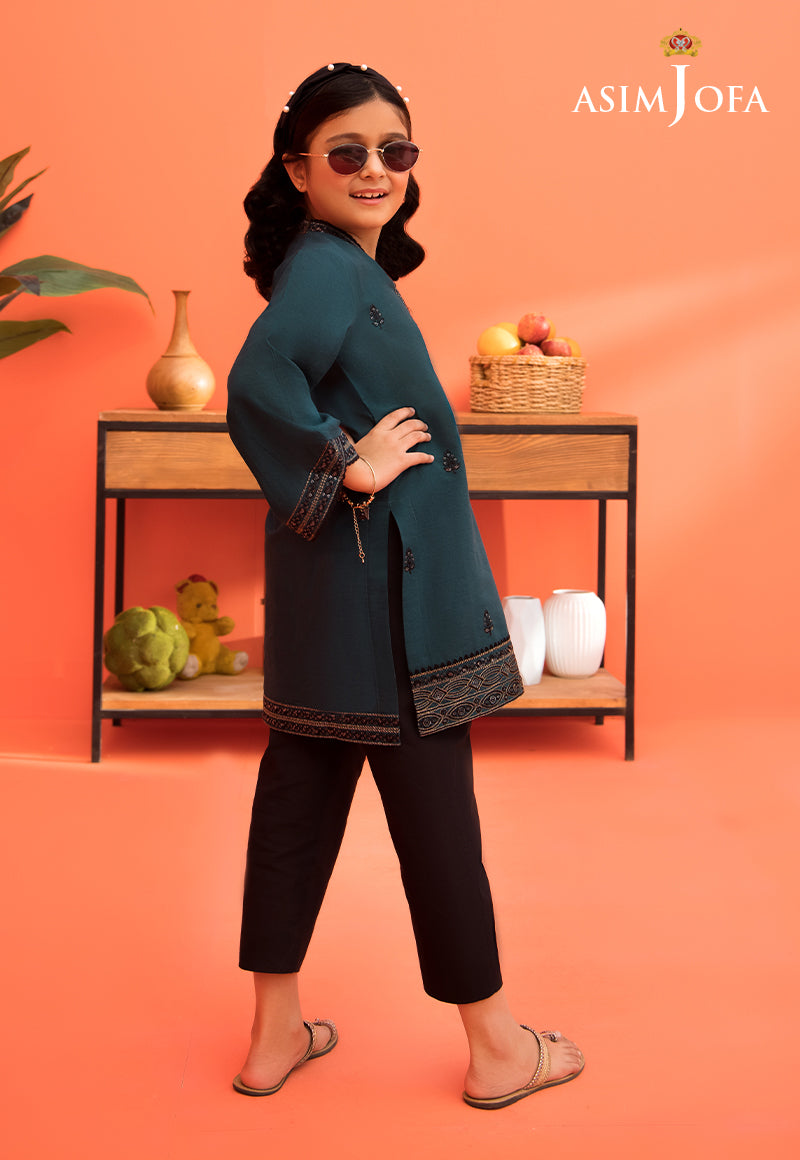 Teal Embroidered Cambric Salwar Kameez (2-Piece) - Image 3