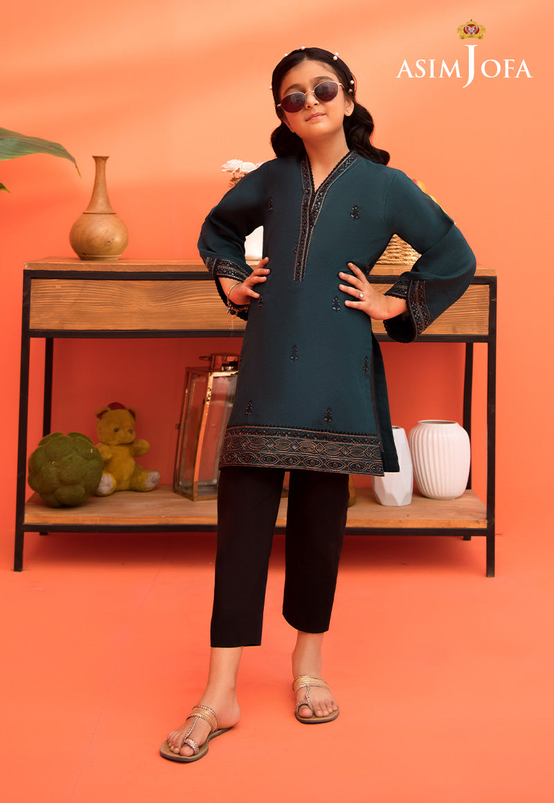 Teal Embroidered Cambric Salwar Kameez (2-Piece) - Image 4