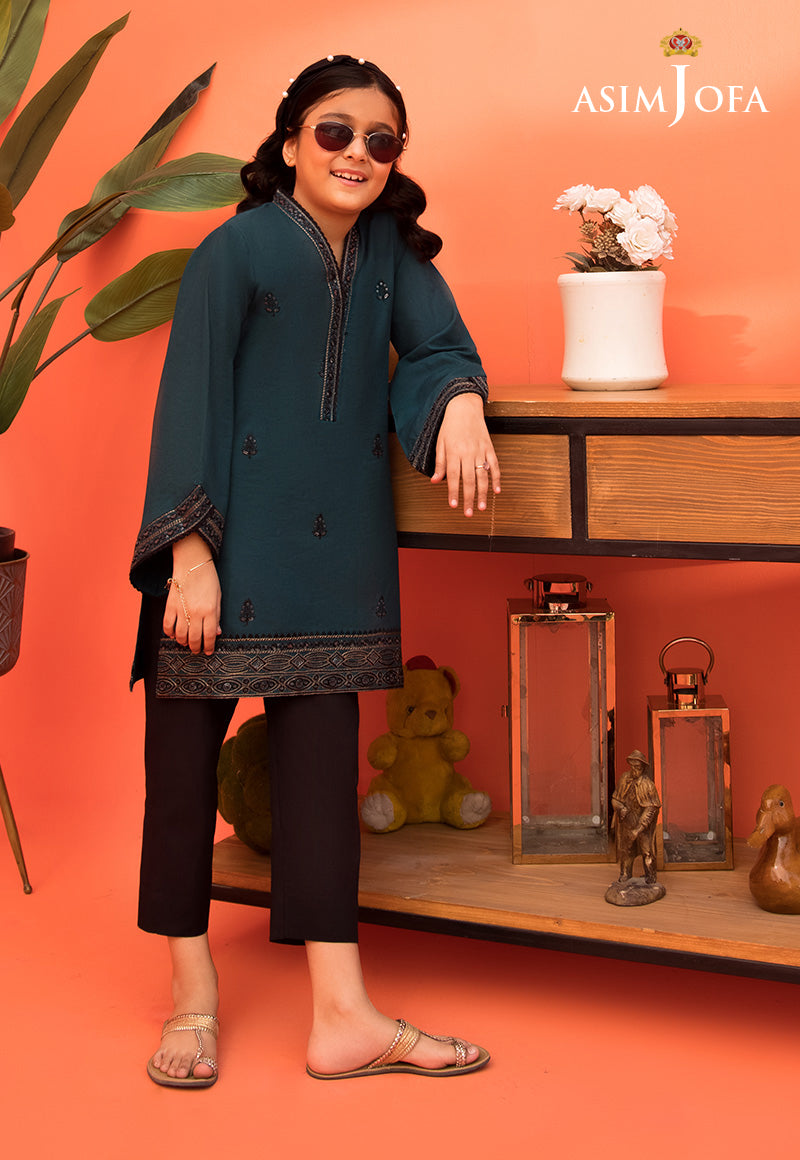 Teal Embroidered Cambric Salwar Kameez (2-Piece) - Image 8