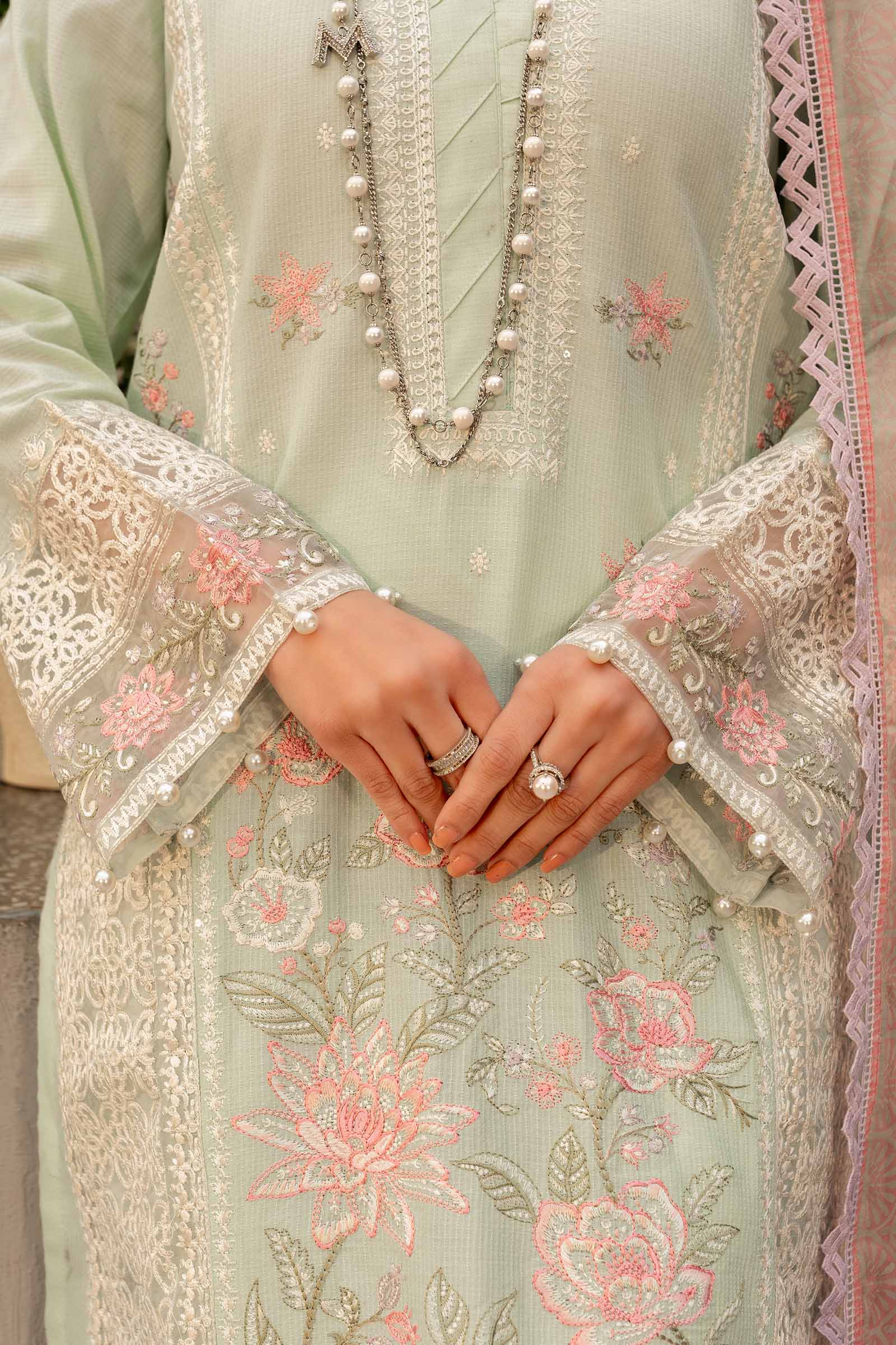 Pakistani Ferozi Embroidered Dobby Lawn 3-Piece Suit - Image 7