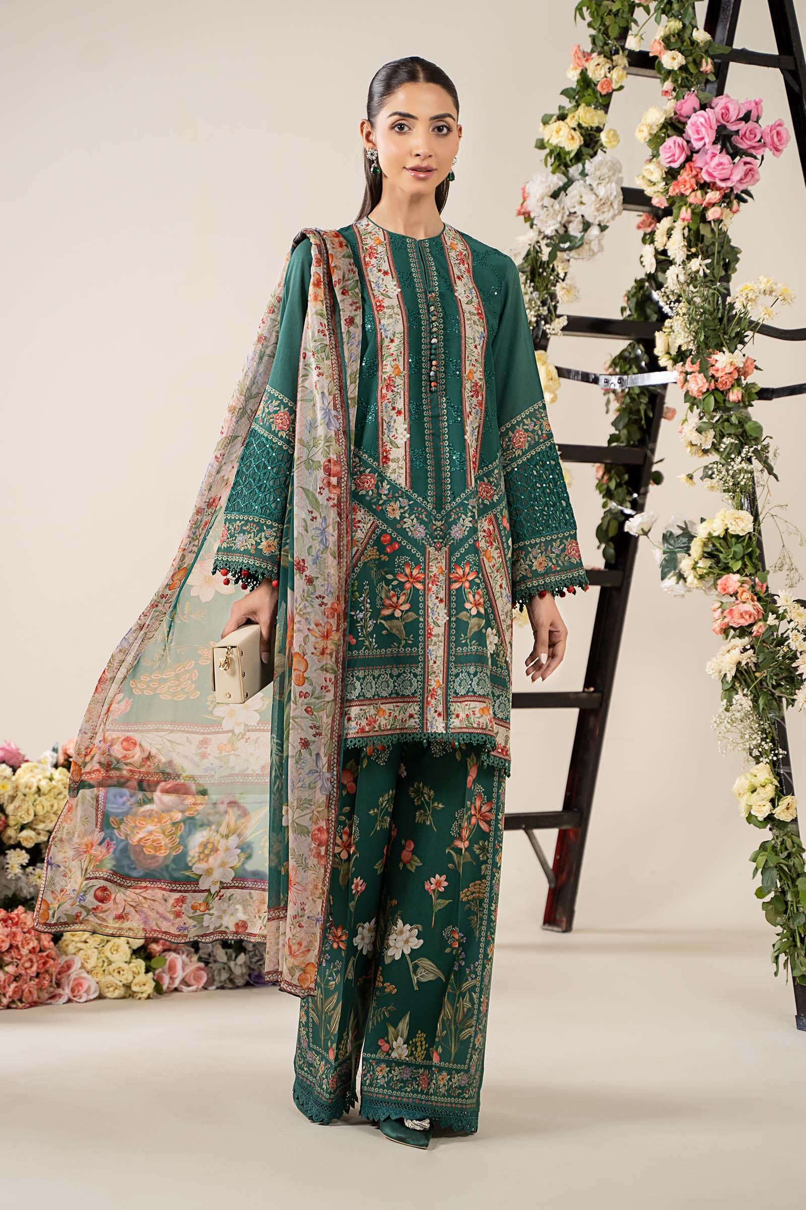 Teal Embroidered Lawn 3-Piece Suit - Image 1