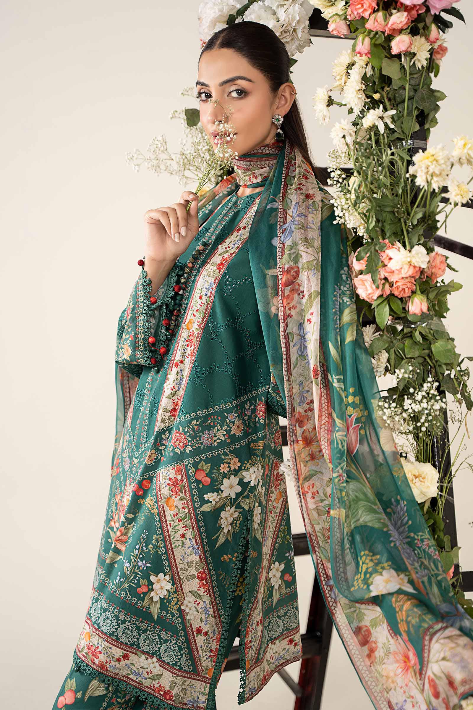 Teal Embroidered Lawn 3-Piece Suit - Image 2