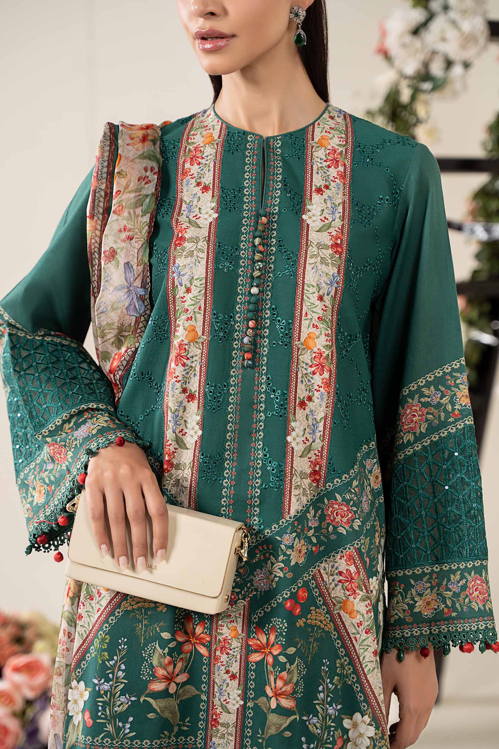 Teal Embroidered Lawn 3-Piece Suit - Image 3