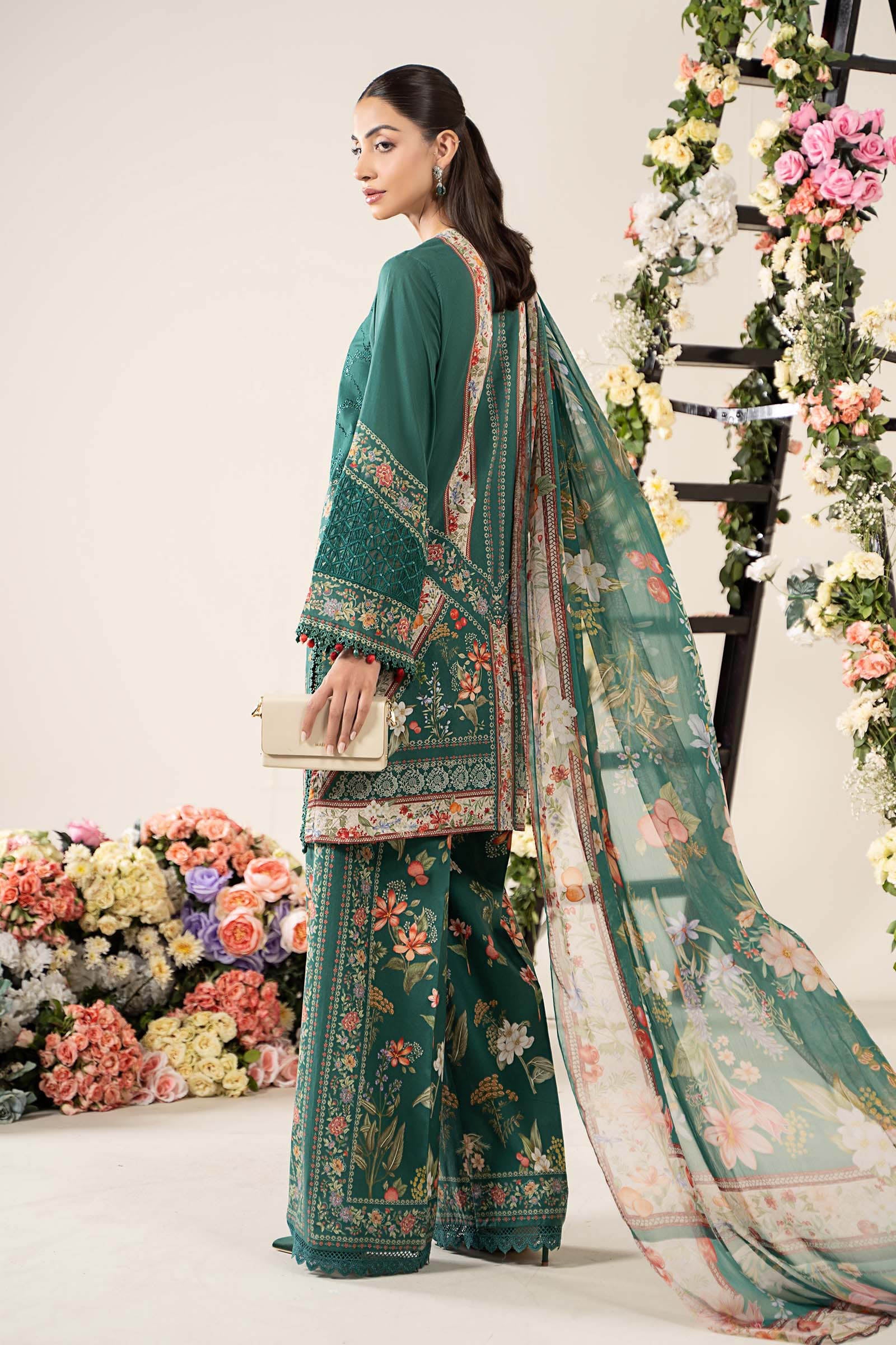 Teal Embroidered Lawn 3-Piece Suit - Image 7