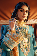 Pakistani Teal Blue Resham & Sequins Shalwar Kameez (3-Piece) - Image 5