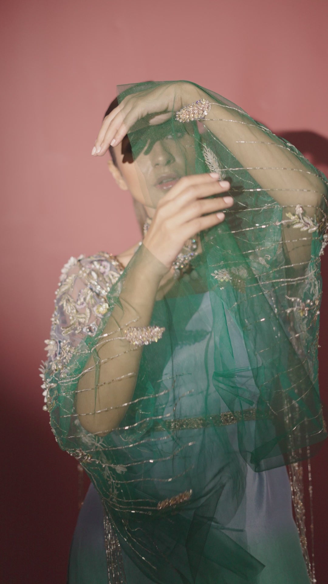 Teal Blue Embroidered Raw Silk Salwar Kameez (2-Piece) - Image 10