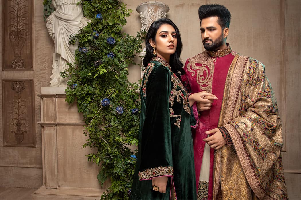 Pakistani Royal Teal Hand-Embellished Velvet Salwar Kameez (3-Piece) - Image 5