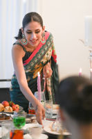 Deep Teal Digital Print Pure Raw Silk Saree (3-Piece) - Image 8