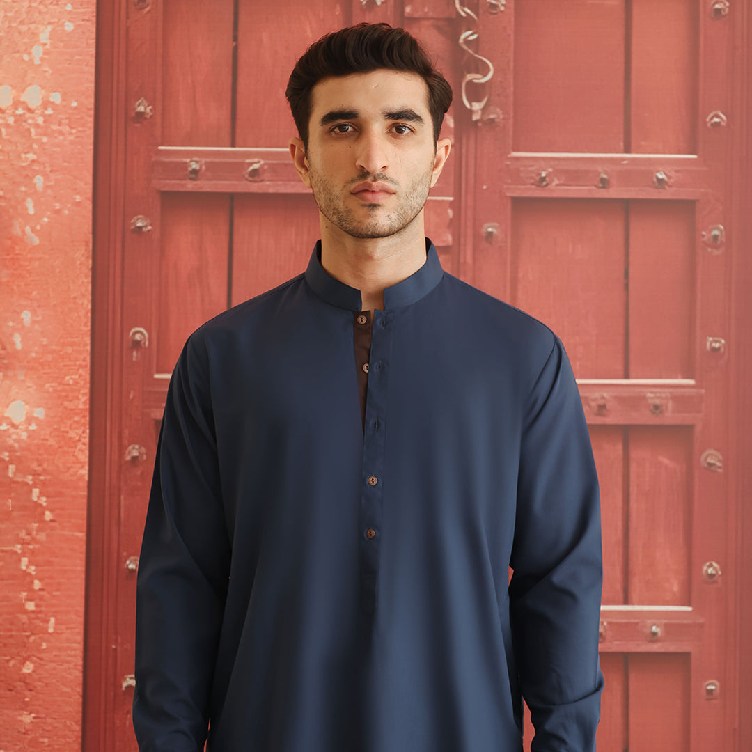 Blue Wing Teal Poly Viscose Shalwar Kameez (2-Piece) - Image 4