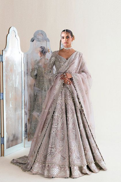 Embroidered Organza Pishwas Bridal Ensemble (2-Piece)