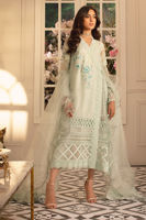 Pakistani Light Turquoise Embellished Silk Net Angharka (3-Piece) - Image 2